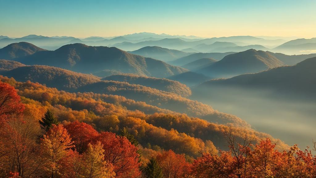 Blue Ridge Mountains North Carolina autumn mist — appliance repair service in North Carolina