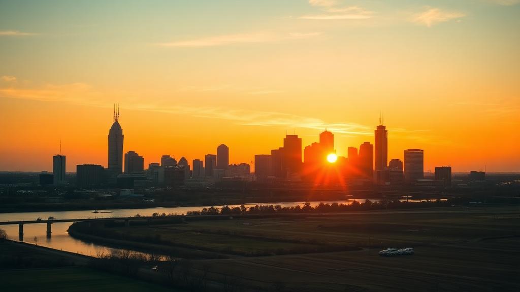 Omaha Nebraska skyline at sunset — appliance repair service in Nebraska