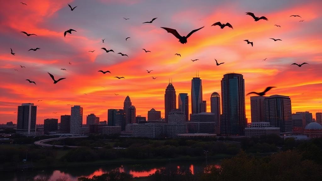 Austin Texas downtown skyline with bats at sunset — appliance repair service in Texas